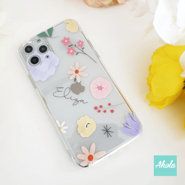 【Moji】Soft TPU transparent phone case 可愛小花名字透明電話軟殼