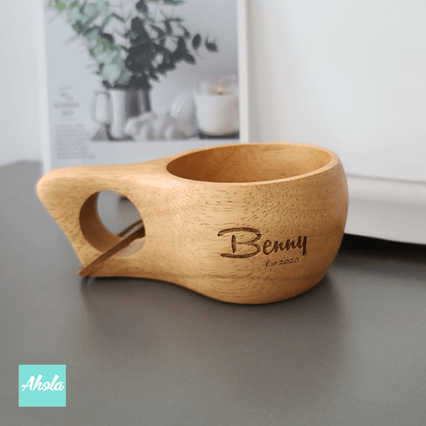 【Duad】Wooden Cup Set 橡膠木製帶柄杯Set (一對)