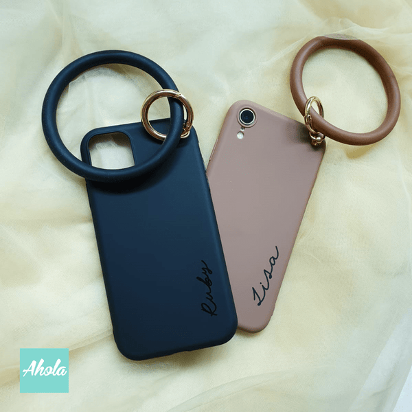 【Hoop】Silicone Soft iPhone Case With Hoop 手腕圈矽膠全包邊自訂名字電話殼