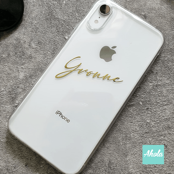 【Royac】Gold / Silver Letter Transparent Phone Case 金/銀色名字硬底全包軟邊矽膠電話殼