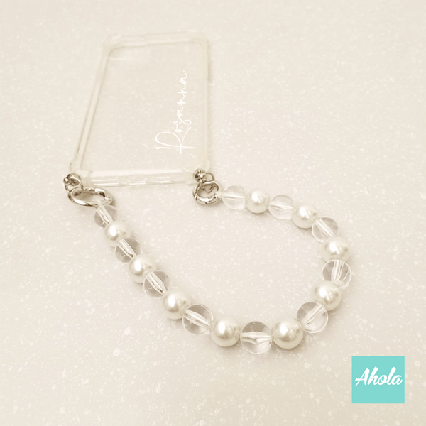 【Macy】Mixed Bead Strap TPU Transparent Phone Case 混珠掛繩自訂名字透明電話軟殼