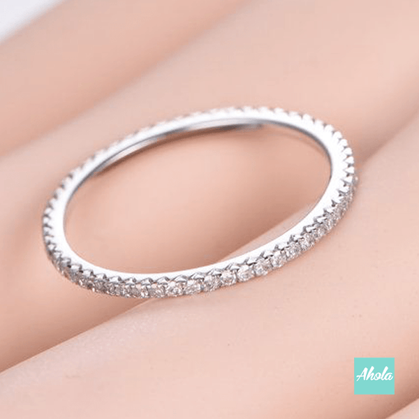 IJ004 Sterling Silver Petite Micropavé Ring 純銀鋯石線戒 | 落單後大約2-4個工作天寄出✨ - Ahola