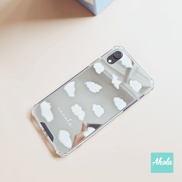 【Kumo】Protective Cloud Print Mirror Phone Case 全包邊雲朵鏡面名字電話殼