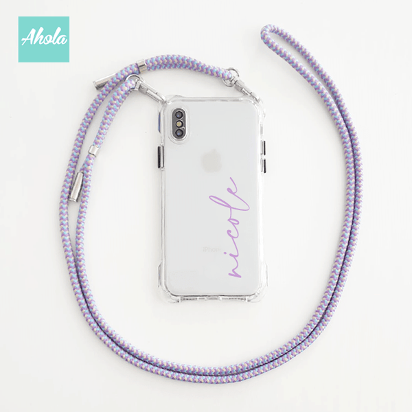 【Murasa】Crossbody Lanyard TPU Transparent Phone Case 自定名字四角掛頸透明電話軟殼