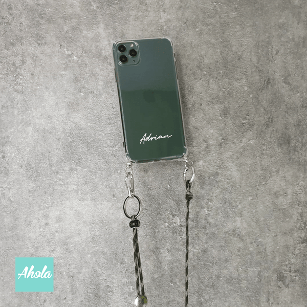 【Anacon】Crossbody Lanyard TPU Transparent Phone Case 自定名字掛頸透明電話軟殼