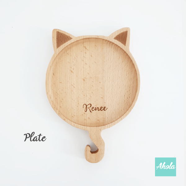 【Meow】Wood Tableware Set 櫸木刻字餐碟餐具套裝