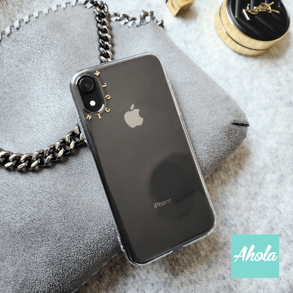 【Oro】Gold Letter Transparent Phone Case 金色字母硬底全包軟邊矽膠電話殼