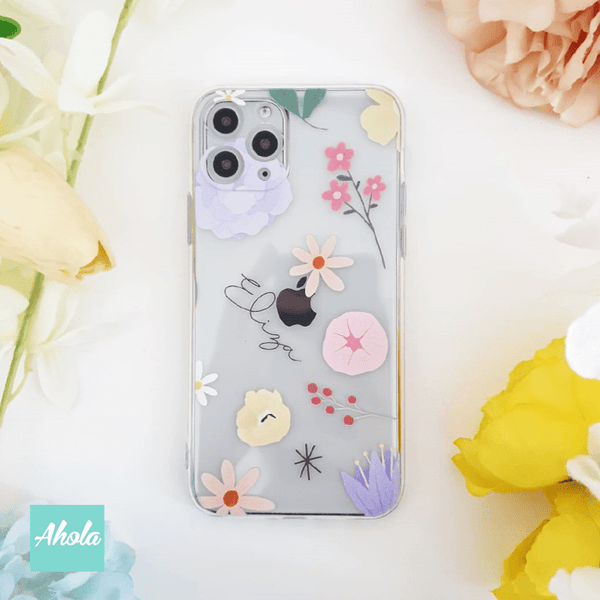 【Moji】Soft TPU transparent phone case 可愛小花名字透明電話軟殼