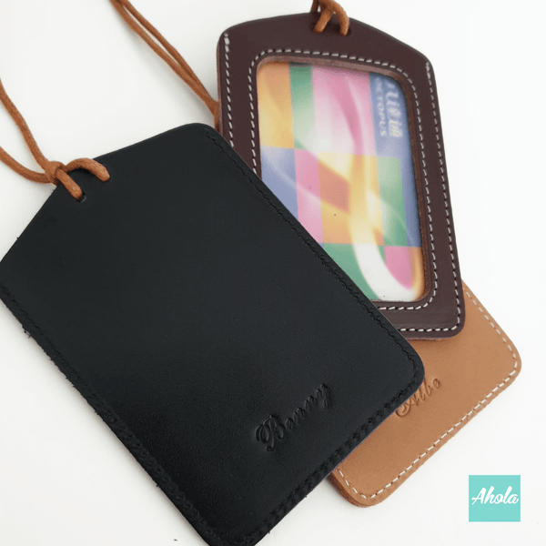 MS009 Embossed Genuine Leather Card Badge Holder 真皮掛頸證件套 - Ahola