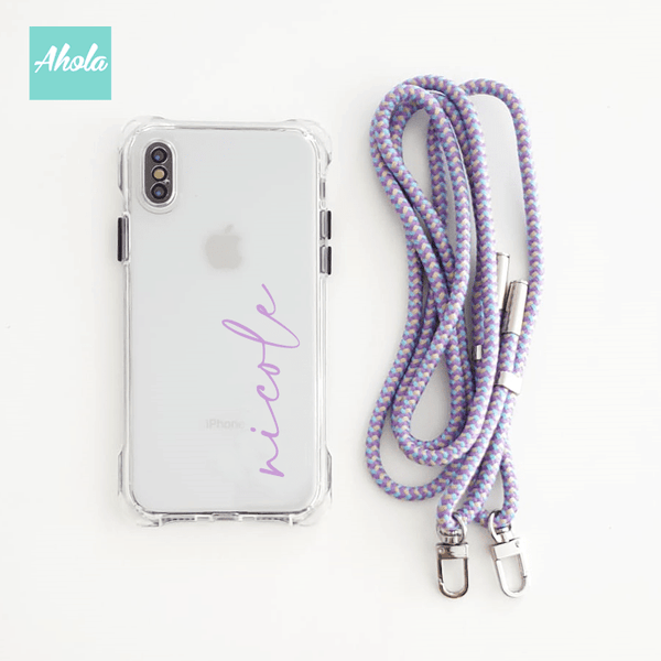 【Murasa】Crossbody Lanyard TPU Transparent Phone Case 自定名字四角掛頸透明電話軟殼