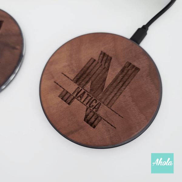 【Split Monogram】Engrave Wood 15W Ultra thin FastWireless Charger Pad 刻字胡桃木無線差電板