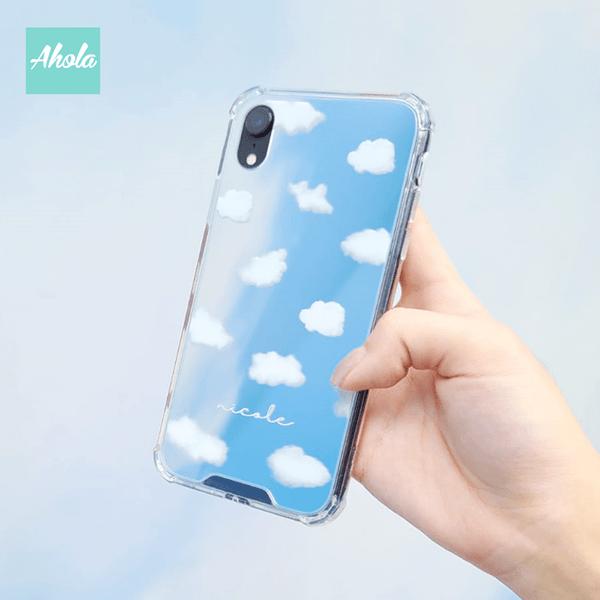 【Kumo】Protective Cloud Print Mirror Phone Case 全包邊雲朵鏡面名字電話殼