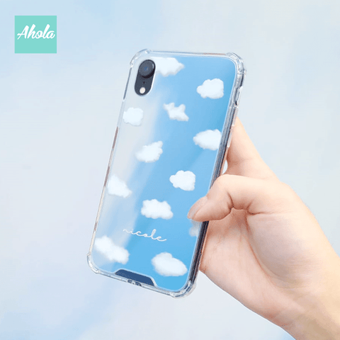 【Kumo】Protective Cloud Print Mirror Phone Case 全包邊雲朵鏡面名字電話殼