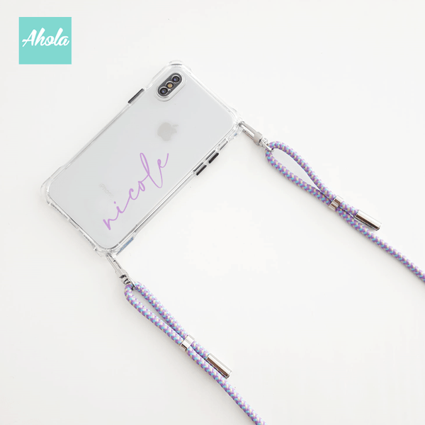 【Murasa】Crossbody Lanyard TPU Transparent Phone Case 自定名字四角掛頸透明電話軟殼