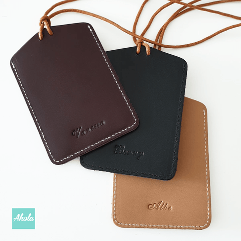 MS009 Embossed Genuine Leather Card Badge Holder 真皮掛頸證件套 - Ahola