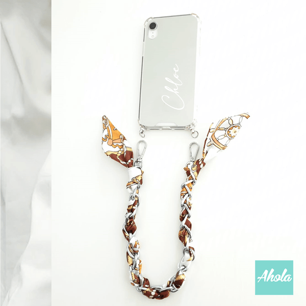 【Nautical】Mirror Silk Scarf Lanyard iPhone Case 絲巾掛繩自訂名字鏡面電話殼
