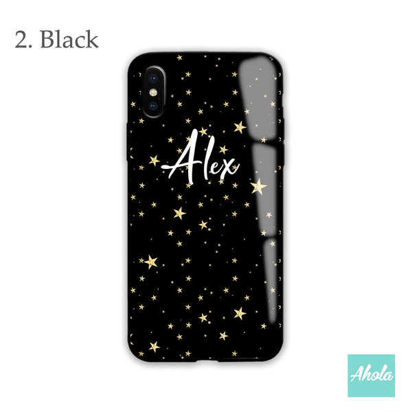 【Starry Star】Black bumper tempered glass phone Case 滿天星黑色全包邊玻璃名字電話殼 📣由於農曆新年假期關係, 此產品最遲在1月28號落單/付款, 2月10號左右完成寄出, 而1月29號至2月14號落單將會在3月頭/中寄出 - Ahola