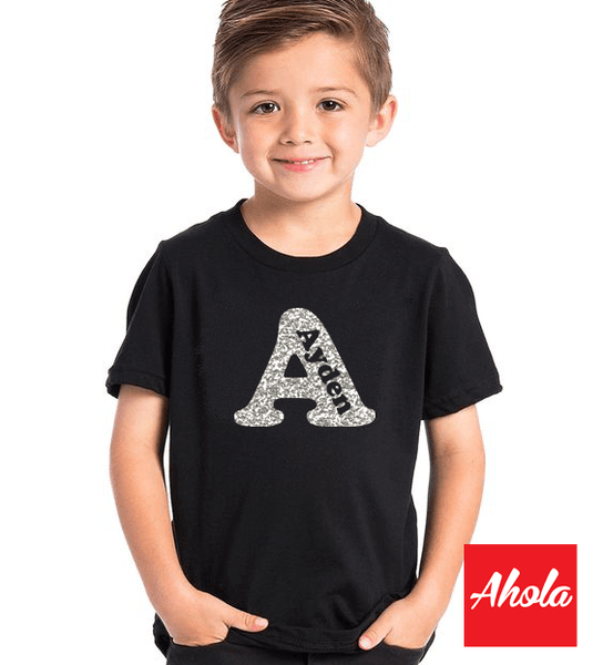 【Initial name】 Short Sleeve Tee 閃粉燙畫系列 - Ahola