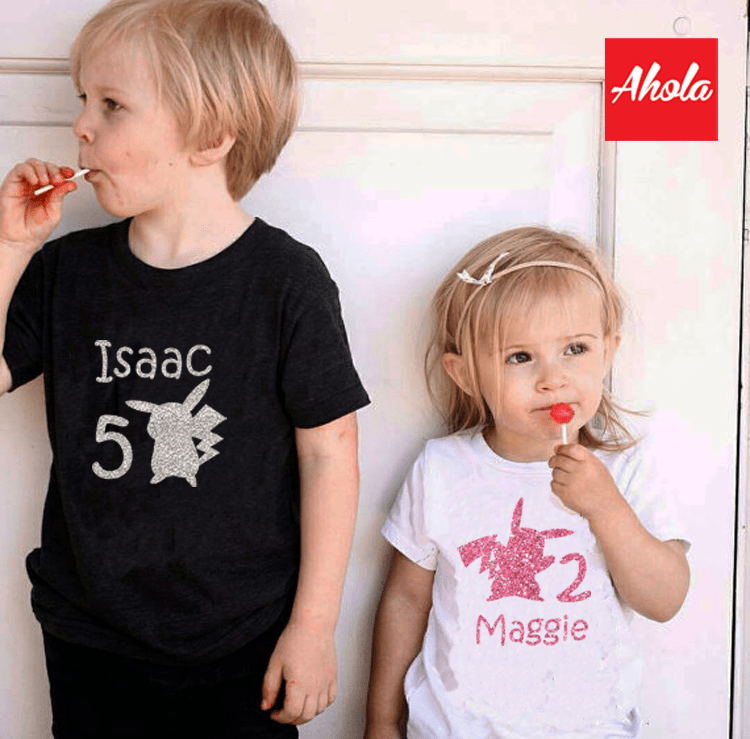 【Cartoon Silhouette with Numbers】 數字卡通剪影小童客製T-shirt - Ahola