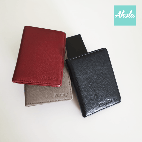 MS006 Embossed Genuine Leather Fold Card Wallet 牛皮印壓名字卡包 📣由於農曆新年假期關係, 此產品最遲在1月31號落單/付款, 2月8號左右完成寄出, 而2月1號至2月14號落單將會在3月頭/中寄出 - Ahola