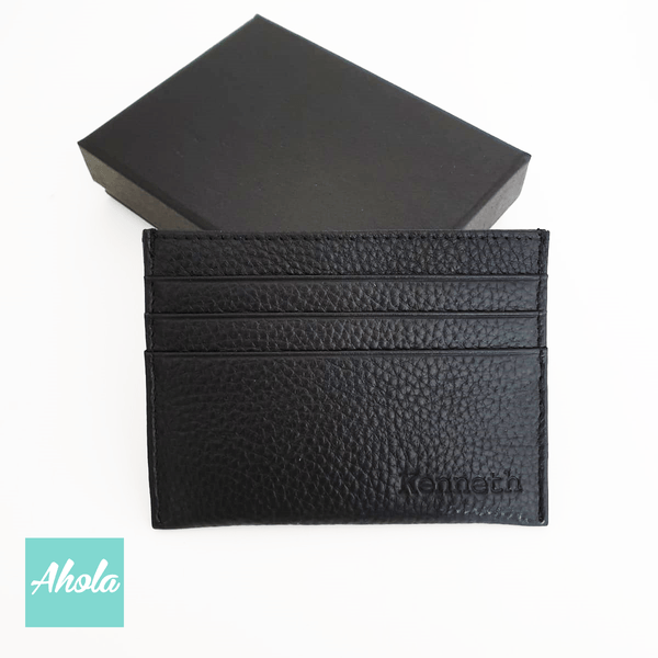 MS005 Embossed Genuine Leather Card Holder 牛皮印壓名字卡片套 📣由於農曆新年假期關係, 此產品最遲在1月31號落單/付款, 2月8號左右完成寄出, 而2月1號至2月14號落單將會在3月頭/中寄出 - Ahola