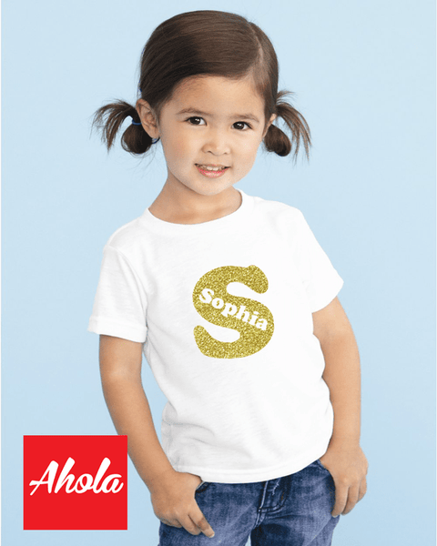 【Initial name】 Short Sleeve Tee 閃粉燙畫系列 - Ahola