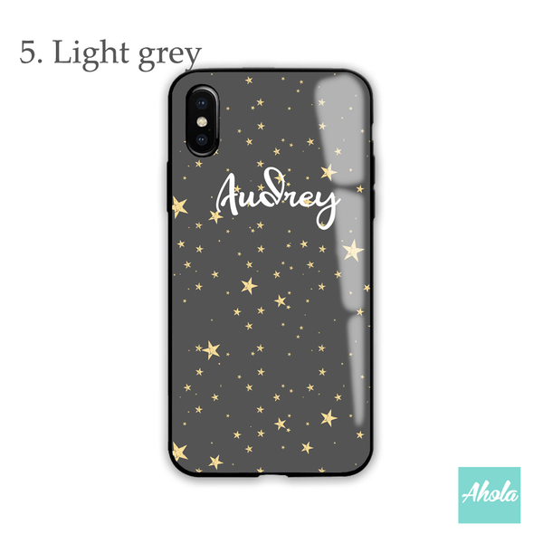 【Starry Star】Black bumper tempered glass phone Case 滿天星黑色全包邊玻璃名字電話殼 📣由於農曆新年假期關係, 此產品最遲在1月28號落單/付款, 2月10號左右完成寄出, 而1月29號至2月14號落單將會在3月頭/中寄出 - Ahola