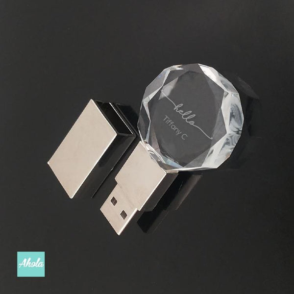 【Shore Line】Laser Engraved Round Crystal USB drive 激光刻字水晶USB手指 - Ahola