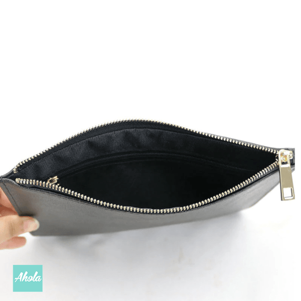 【Kara】Saffiano Leather Pouch 燙金壓字真皮小袋