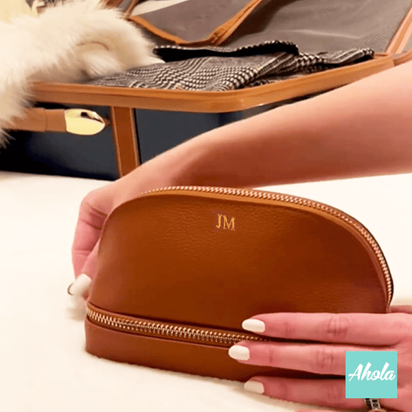 【Maison】Genuine Leather Dual Travel Organizer 燙金壓字真皮旅行化妝/飾品盒
