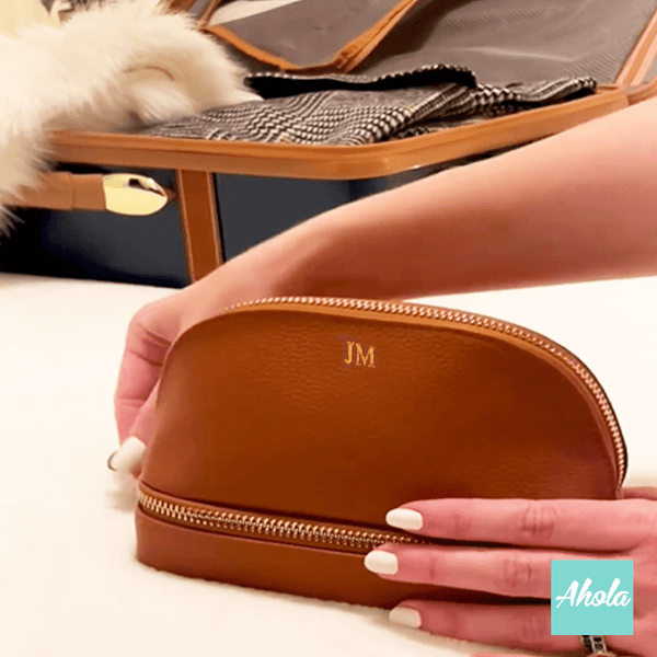 【Maison】Genuine Leather Dual Travel Organizer 燙金壓字真皮旅行化妝/飾品盒
