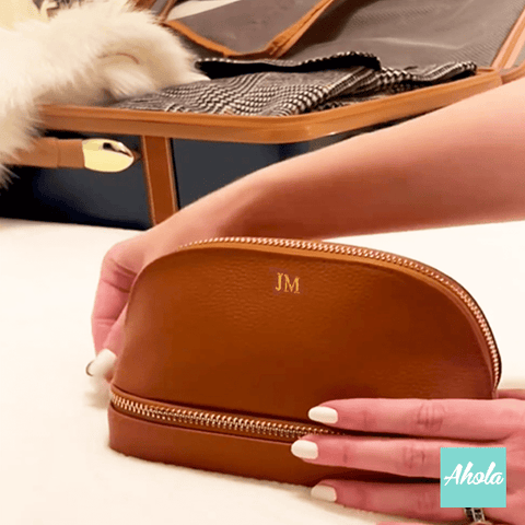 【Maison】Genuine Leather Dual Travel Organizer 燙金壓字真皮旅行化妝/飾品盒