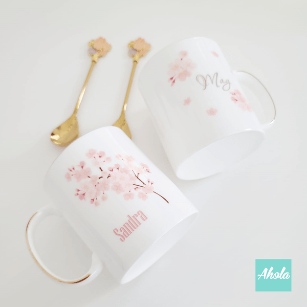 【Sakura】Cup with Spoon Gift Set 櫻花骨瓷杯+匙羹禮品套裝