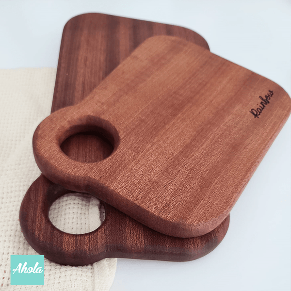 【Cuie】Irregular Sandalwood Cutting Board With Hanging Hole 不規則檀木刻字多用途砧板