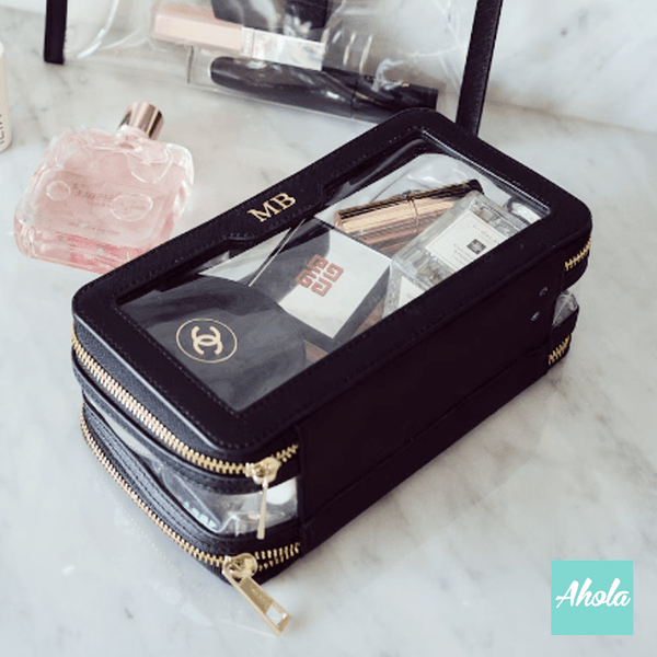 【Vellaire】Saffiano Leather Makeup Case 燙金壓字真皮化妝盒