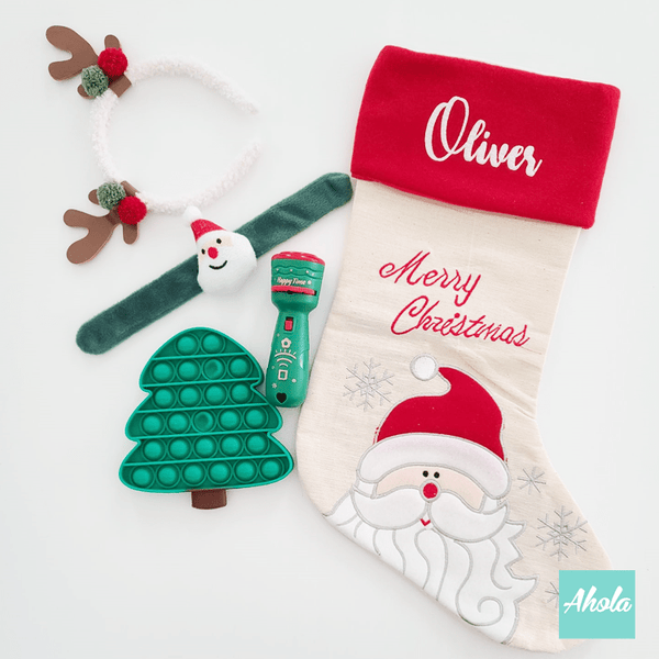 【Santa Snowman】Personalised Christmas Stocking with Accessories Set 印名可愛聖誕襪玩具飾品套裝
