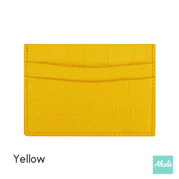 【Beron】Crocodile Pattern Cow Leather Card Holder 燙金壓字真皮卡片包