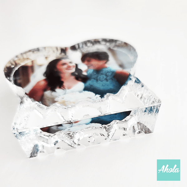【MOM】Heart Shaped Crystal Glass Customized Photo Frame 心形水晶玻璃相框