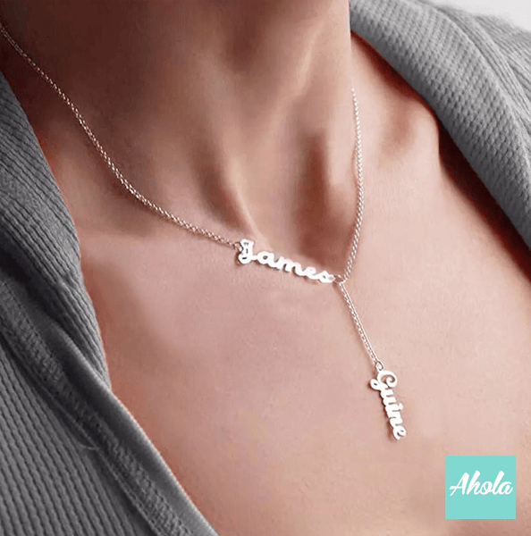 SP043 Sterling Silver Double Name Necklace  📣此產品新年/情人節前出貨已截單, 由1月15號至2月26號落單將會在3月中/尾寄出 - Ahola