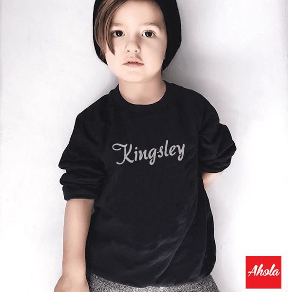 【Simple is Classic】 Crew Neck Sweatshirt 植絨燙畫系列 - Ahola