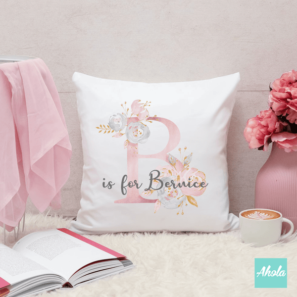 【Pink Floral Letter】Cushion 粉色字母咕𠱸套 (**送咕𠱸芯)