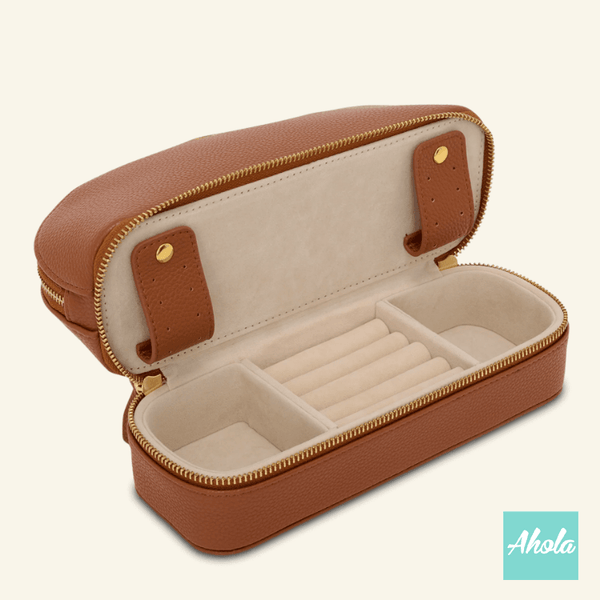 【Maison】Genuine Leather Dual Travel Organizer 燙金壓字真皮旅行化妝/飾品盒