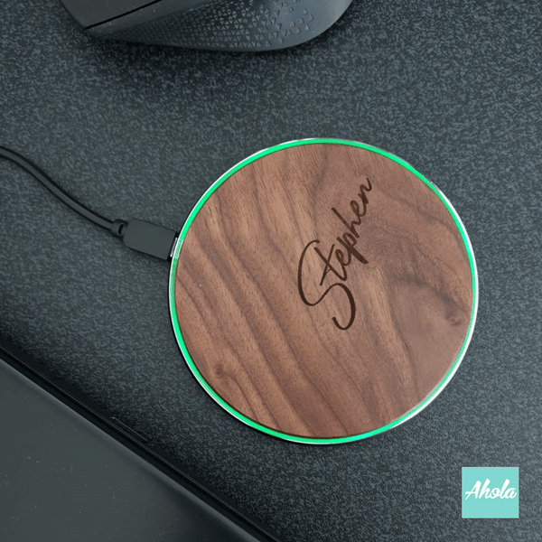 【Rhinos】Engrave Wood 10W Ultra thin FastWireless Charger Pad 刻字木製無線差電板