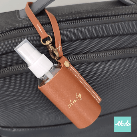 【Wodi】Hand Sanitizer Spray Holder with Keyring 消毒PU皮革掛套連噴霧瓶