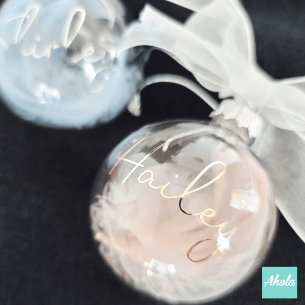 【Bell】6cm Personalized Christmas Glass Ball ornament with feathers 羽毛聖誕樹裝飾玻璃球