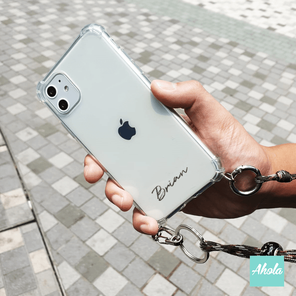 【Anacon】Crossbody Lanyard TPU Transparent Phone Case 自定名字掛頸透明電話軟殼