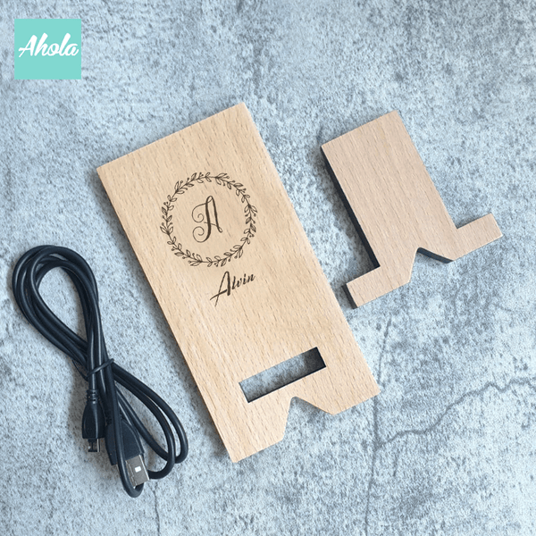 【Omi】10W Wood Qi  Wireless Charger Stand 刻名字木製無線差電座