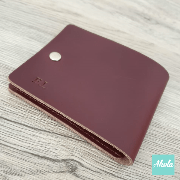 【Jackie】Embossed Genuine Leather Fold Card Wallet 牛皮印壓名字銀包