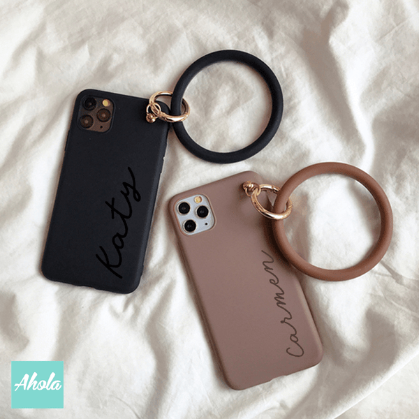 【Hoop】Silicone Soft iPhone Case With Hoop 手腕圈矽膠全包邊自訂名字電話殼