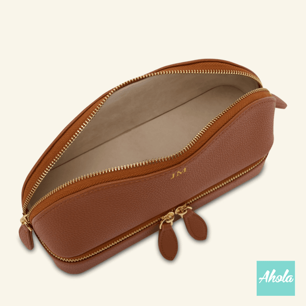 【Maison】Genuine Leather Dual Travel Organizer 燙金壓字真皮旅行化妝/飾品盒